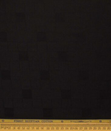 Soktas Men's Egyptian Cotton Self Design 2.25 Meter Unstitched Shirting Fabric (Black)