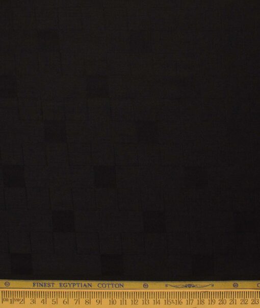 Soktas Men's Egyptian Cotton Self Design 2.25 Meter Unstitched Shirting Fabric (Black)