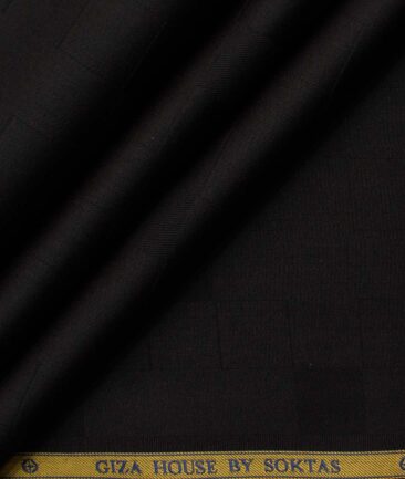 Soktas Men's Egyptian Cotton Self Design 2.25 Meter Unstitched Shirting Fabric (Black)