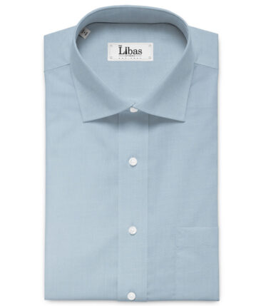 Soktas Men's 200/2 Egyptian Cotton Solids 2.25 Meter Unstitched Shirting Fabric (Sky Blue)
