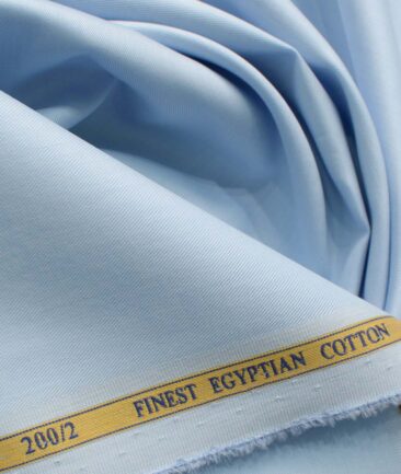 Soktas Men's 200/2 Egyptian Cotton Solids 2.25 Meter Unstitched Shirting Fabric (Sky Blue)