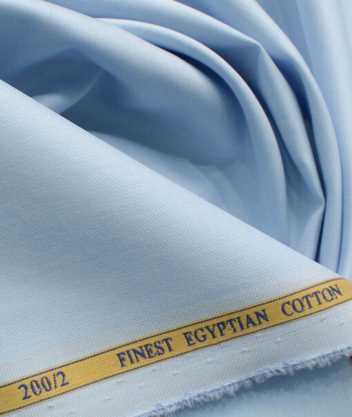 Soktas Men's 200/2 Egyptian Cotton Solids 2.25 Meter Unstitched Shirting Fabric (Sky Blue)