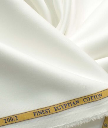 Soktas Men's 200/2 Egyptian Cotton Solids 2.25 Meter Unstitched Shirting Fabric (White)