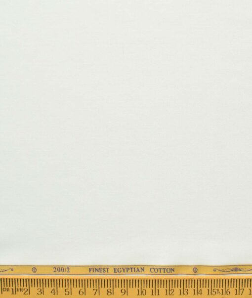 Soktas Men's 200/2 Egyptian Cotton Solids 2.25 Meter Unstitched Shirting Fabric (White)