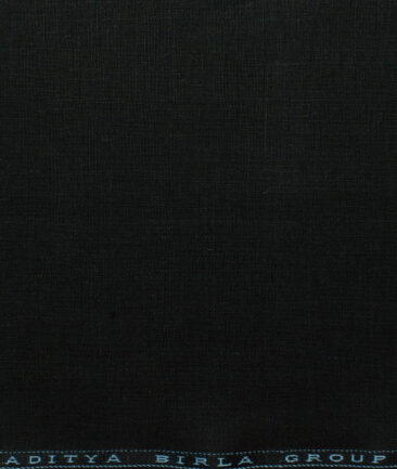 Linen Club Men's 100% Linen 25 LEA Solids 3.75 Meter Unstitched Suiting Fabric (Jet Black)