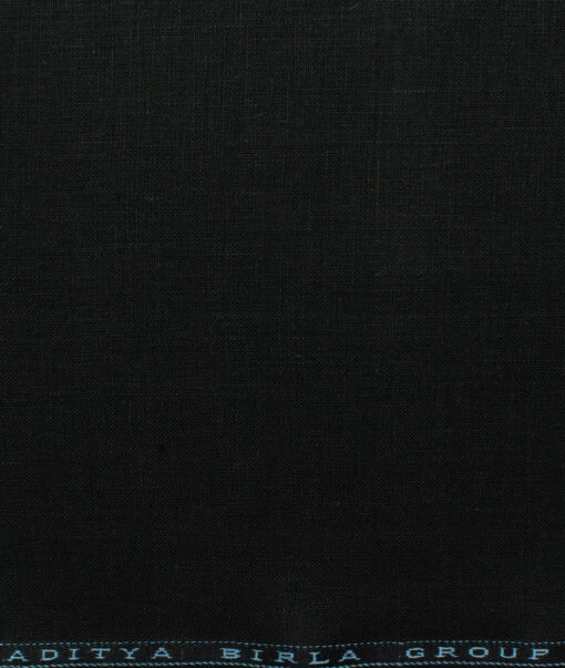 Linen Club Men's 100% Linen 25 LEA Solids 3.75 Meter Unstitched Suiting Fabric (Jet Black)