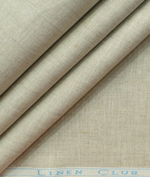 Linen Club Men's 100% Linen 25 LEA Solids 3.75 Meter Unstitched Suiting Fabric (Sand Stone Beige)