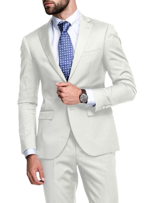 Linen Club Men's 100% Linen 25 LEA Solids 3.75 Meter Unstitched Suiting Fabric (Milky White)