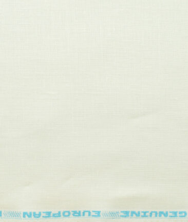Linen Club Men's 100% Linen 25 LEA Solids 3.75 Meter Unstitched Suiting Fabric (Milky White)