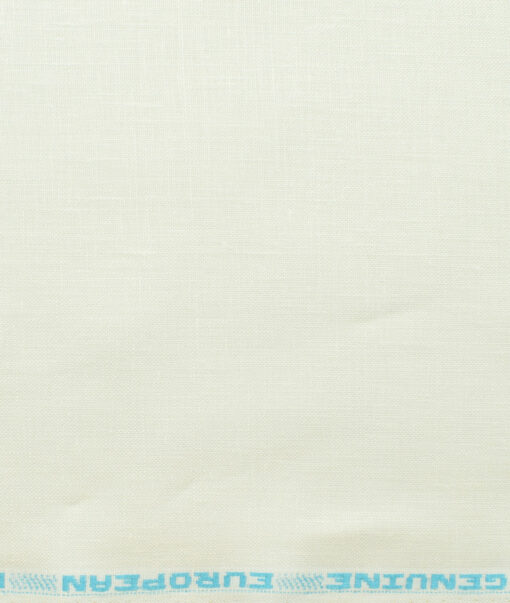 Linen Club Men's 100% Linen 25 LEA Solids 3.75 Meter Unstitched Suiting Fabric (Milky White)
