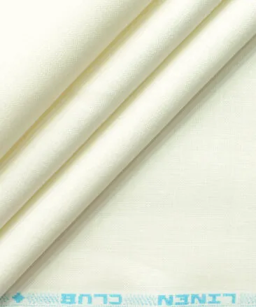 Linen Club Men's 100% Linen 25 LEA Solids 3.75 Meter Unstitched Suiting Fabric (Milky White)