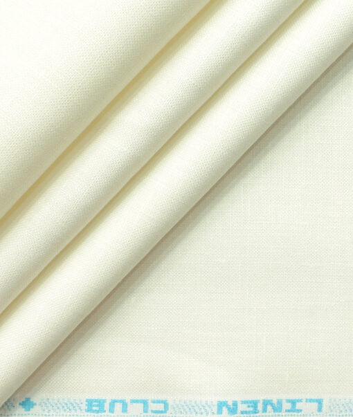 Linen Club Men's 100% Linen 25 LEA Solids 3.75 Meter Unstitched Suiting Fabric (Milky White)