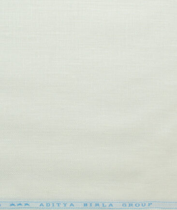 Linen Club Men's 100% Linen 30 LEA Striped 3.75 Meter Unstitched Suiting Fabric (Milky White)