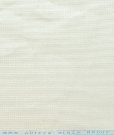Linen Club Men's 100% Linen 30 LEA Structured 3.75 Meter Unstitched Suiting Fabric (Milky White)