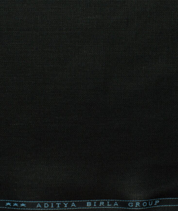 Linen Club Men's 100% Linen 30 LEA Solids 3.75 Meter Unstitched Suiting Fabric (Jet Black)
