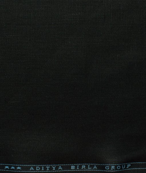Linen Club Men's 100% Linen 30 LEA Solids 3.75 Meter Unstitched Suiting Fabric (Jet Black)