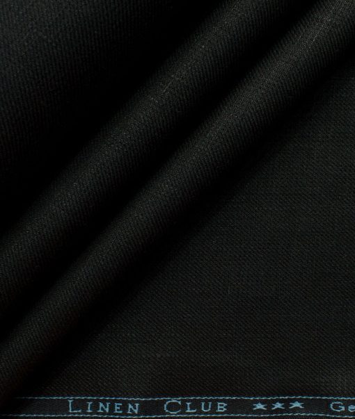 Linen Club Men's 100% Linen 30 LEA Solids 3.75 Meter Unstitched Suiting Fabric (Jet Black)