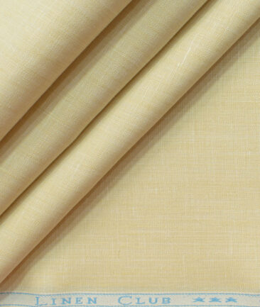 Linen Club Men's 100% Linen 30 LEA Solids 3.75 Meter Unstitched Suiting Fabric (Eggnog Beige)