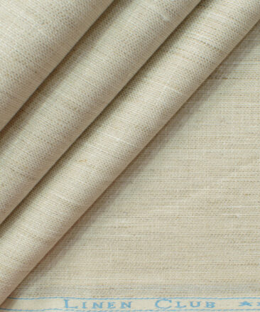 Linen Club Men's 100% Linen 30 LEA Self Design 3.75 Meter Unstitched Suiting Fabric (Ivory Beige)
