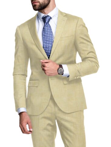 Linen Club Men's 100% Linen 30 LEA Self Design 3.75 Meter Unstitched Suiting Fabric (Latte Beige)