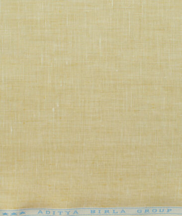 Linen Club Men's 100% Linen 30 LEA Self Design 3.75 Meter Unstitched Suiting Fabric (Latte Beige)