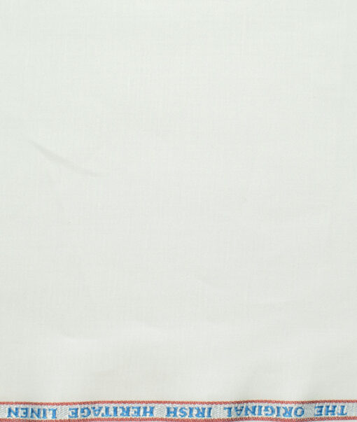 Burgoyne Men's Cotton Linen  Solids 3.75 Meter Unstitched Suiting Fabric (White)