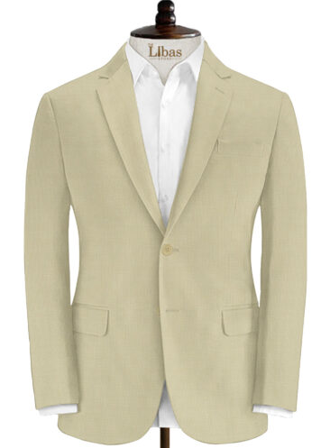 Cadini Men's 35% Wool Super 110's Structured 3.75 Meter Unstitched Suiting Fabric (Beige)