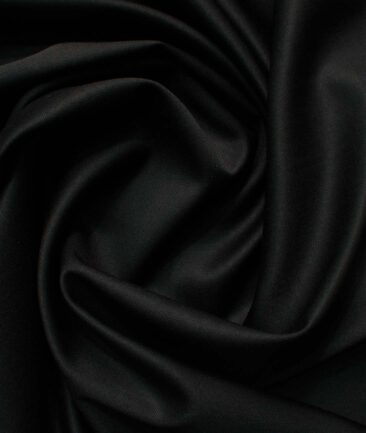 Cadini Men's 30% Wool Super 120's Solids 3.75 Meter Unstitched Suiting Fabric (Jet Black)