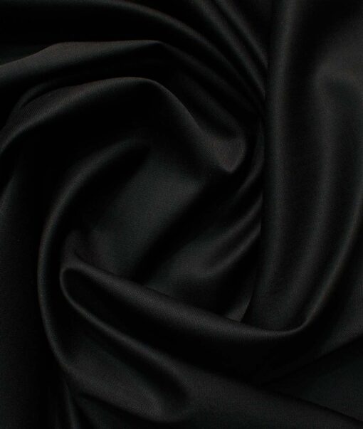 Cadini Men's 30% Wool Super 120's Solids 3.75 Meter Unstitched Suiting Fabric (Jet Black)