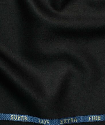 Cadini Men's 30% Wool Super 120's Solids 3.75 Meter Unstitched Suiting Fabric (Jet Black)