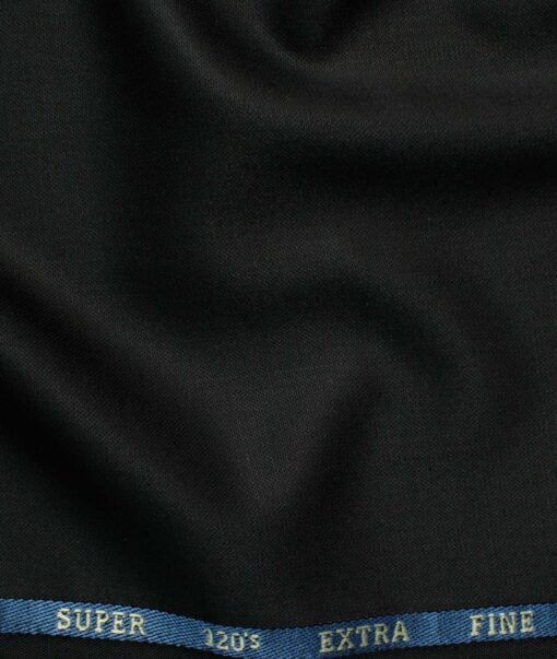 Cadini Men's 30% Wool Super 120's Solids 3.75 Meter Unstitched Suiting Fabric (Jet Black)