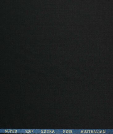 Cadini Men's 30% Wool Super 120's Solids 3.75 Meter Unstitched Suiting Fabric (Jet Black)