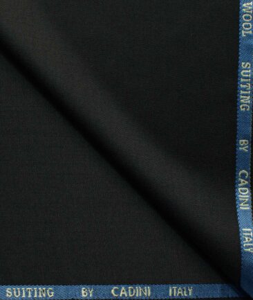 Cadini Men's 30% Wool Super 120's Solids 3.75 Meter Unstitched Suiting Fabric (Jet Black)