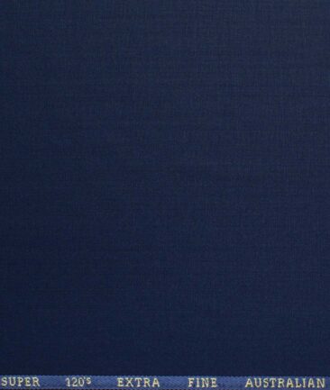 Cadini Men's 30% Wool Super 120's Solids 3.75 Meter Unstitched Suiting Fabric (Dark Royal Blue)