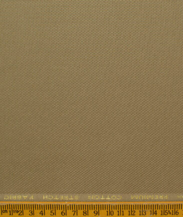Donear Men's 98% Cotton  Structured 3.75 Meter Unstitched Stretchable Suiting Fabric (Khakhi Brown)