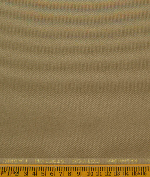 Donear Men's 98% Cotton  Structured 3.75 Meter Unstitched Stretchable Suiting Fabric (Khakhi Brown)