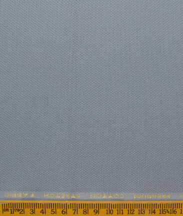 Donear Men's 98% Cotton  Structured 3.75 Meter Unstitched Stretchable Suiting Fabric (Light Grey)