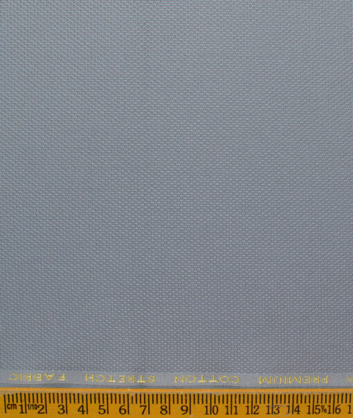 Donear Men's 98% Cotton  Structured 3.75 Meter Unstitched Stretchable Suiting Fabric (Light Grey)