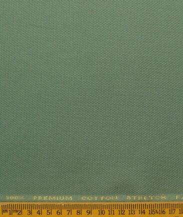 Donear Men's 98% Cotton  Structured 3.75 Meter Unstitched Stretchable Suiting Fabric (Light Olive Green)