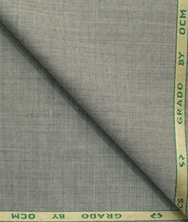 OCM Men's 35% Wool  Self Design 3.75 Meter Unstitched Suiting Fabric (Grey)