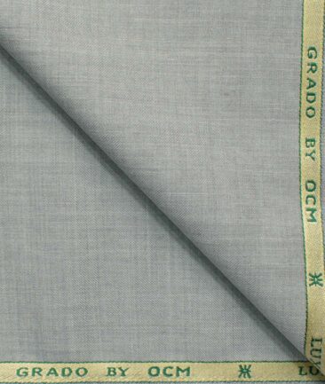 OCM Men's 35% Wool  Self Design 3.75 Meter Unstitched Suiting Fabric (Light Grey)