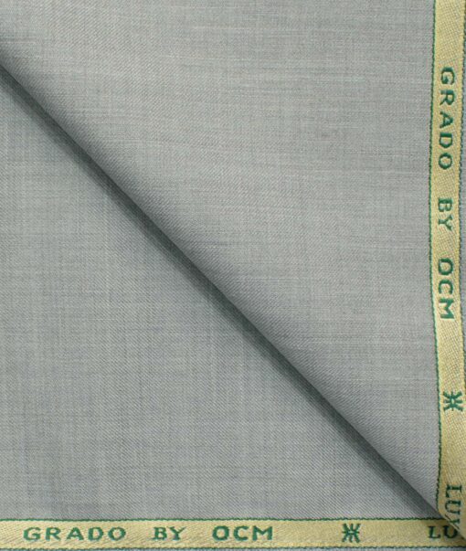 OCM Men's 35% Wool  Self Design 3.75 Meter Unstitched Suiting Fabric (Light Grey)