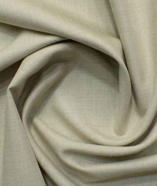 OCM Men's 35% Wool  Self Design 3.75 Meter Unstitched Suiting Fabric (Pistachious Beige)
