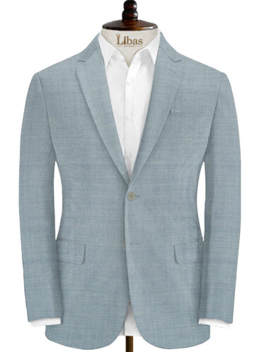 OCM Men's 35% Wool  Self Design 3.75 Meter Unstitched Suiting Fabric (Sky Blue)