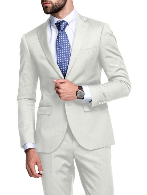 Raymond Men's 100% Linen 40 LEA Solids 3.75 Meter Unstitched Suiting Fabric (White)