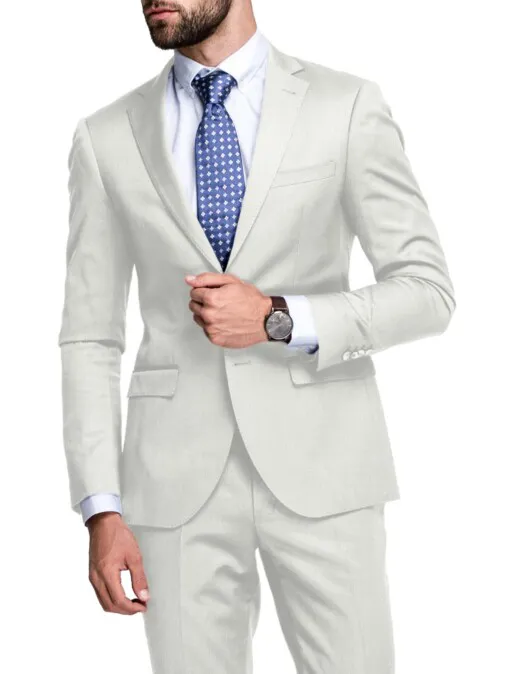 Raymond Men's 100% Linen 40 LEA Solids 3.75 Meter Unstitched Suiting Fabric (White)