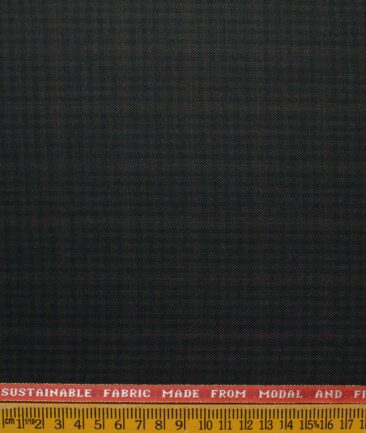 Raymond Men's 10% Wool  Checks 3.75 Meter Unstitched Suiting Fabric (Brown & Black)