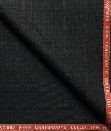 Raymond Men's 10% Wool  Checks 3.75 Meter Unstitched Suiting Fabric (Brown & Black)