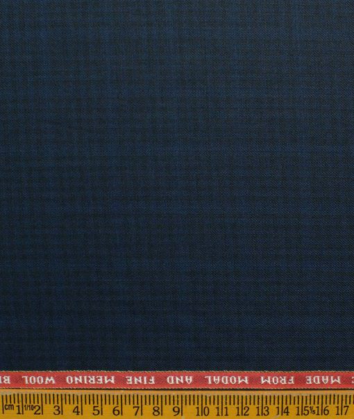 Raymond Men's 10% Wool  Checks 3.75 Meter Unstitched Suiting Fabric (Dark Royal Blue)