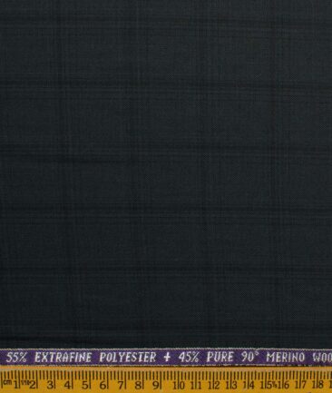 Raymond Men's 45% Wool Super 90's Checks 3.75 Meter Unstitched Suiting Fabric (Dark Grey)